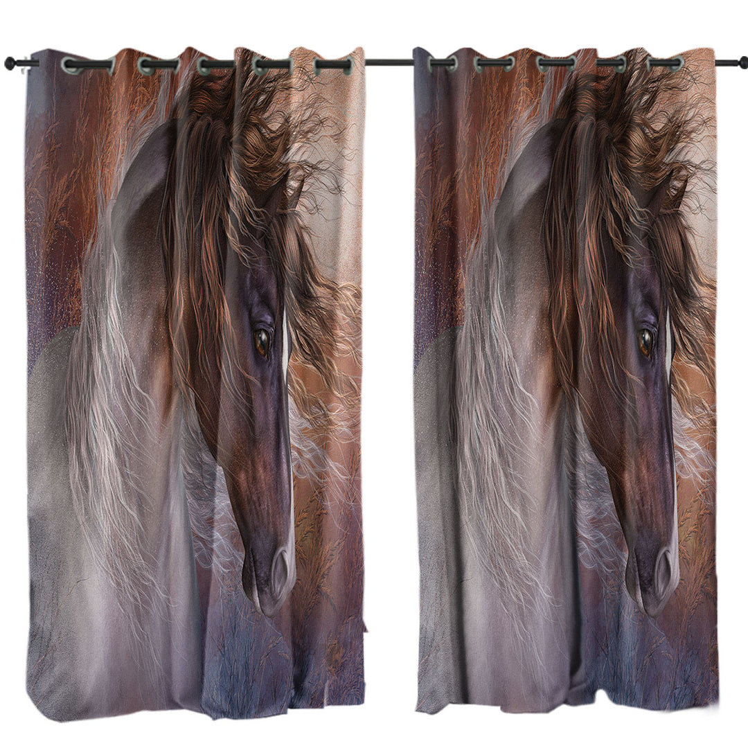 Curtains with Wind Stalker Beautiful Wild Horse