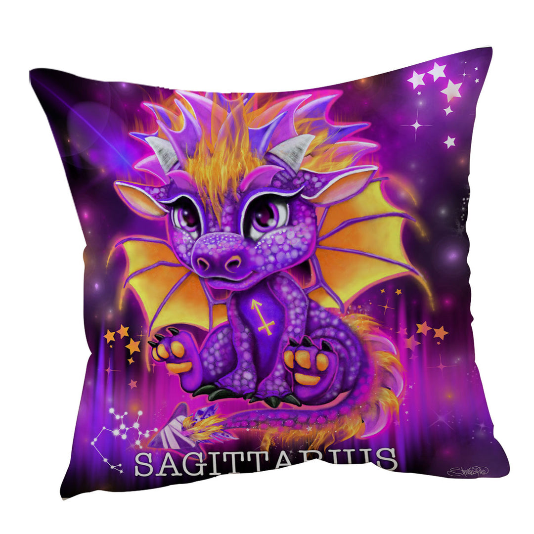 Cushion Covers Gift Ideas Purple Sagittarius Lil Dragon