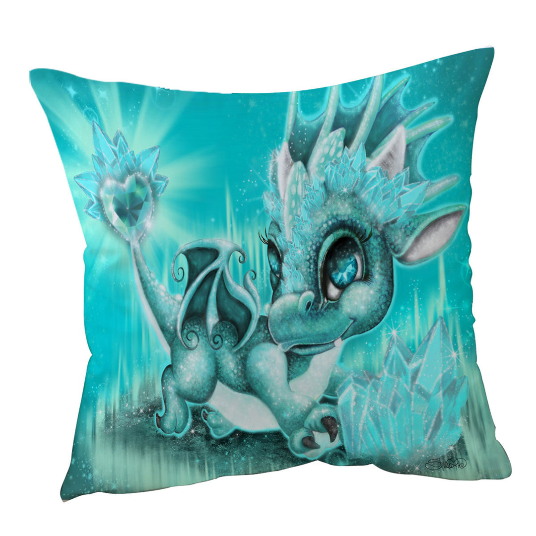 Cushion Covers for Gift March Aquamarine Birthstone Lil Dragon