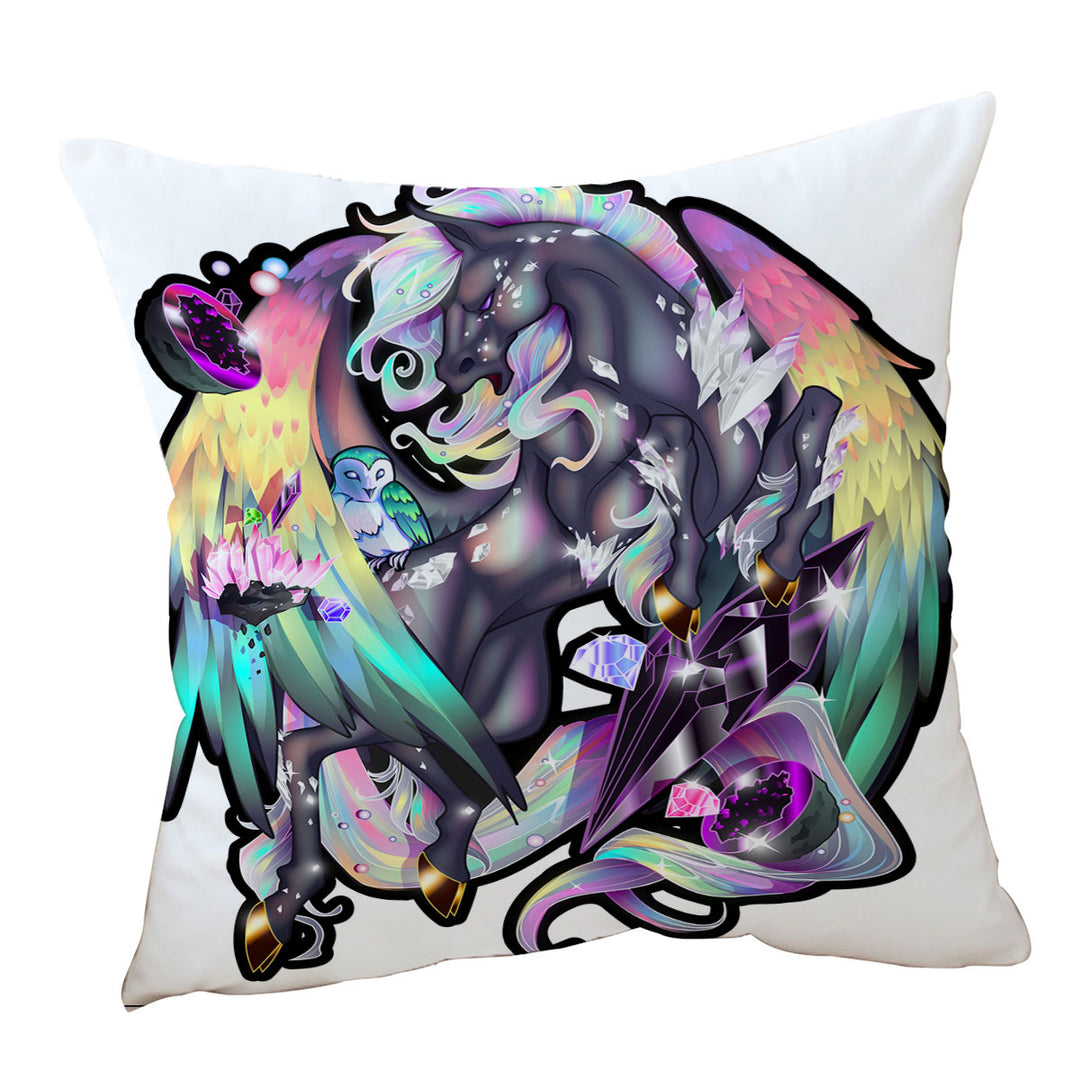 Cushion with Fantasy Art Owl and Rudicorn