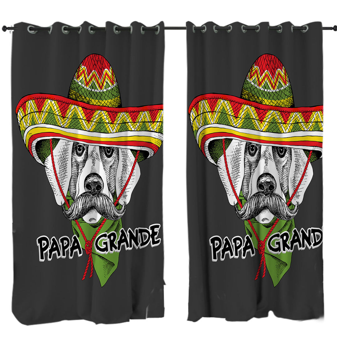 Custom Drapes with Funny Drawing Mexican Dog Wearing Sombrero