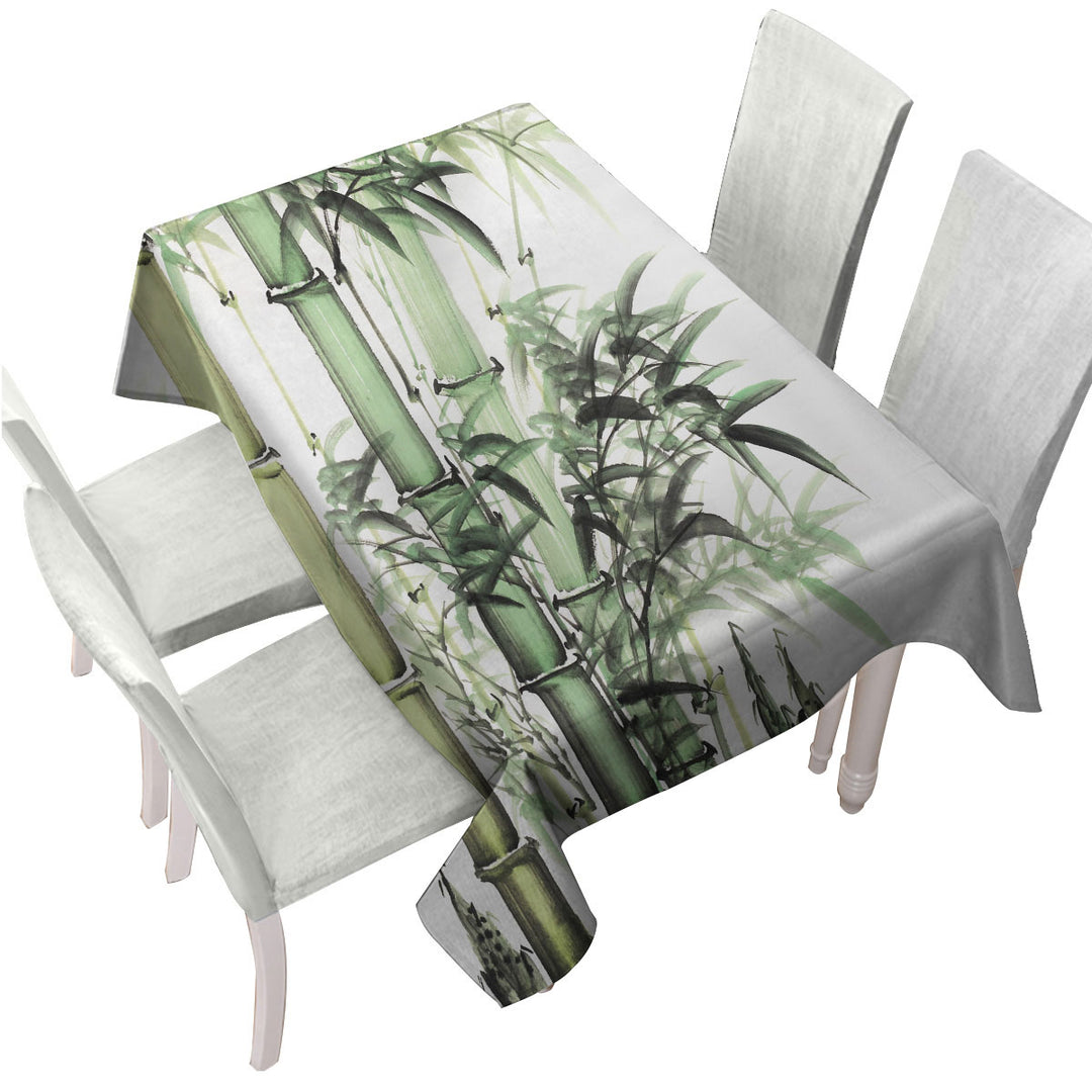 Custom table Covers with Beautiful Art Painting Green Bamboo