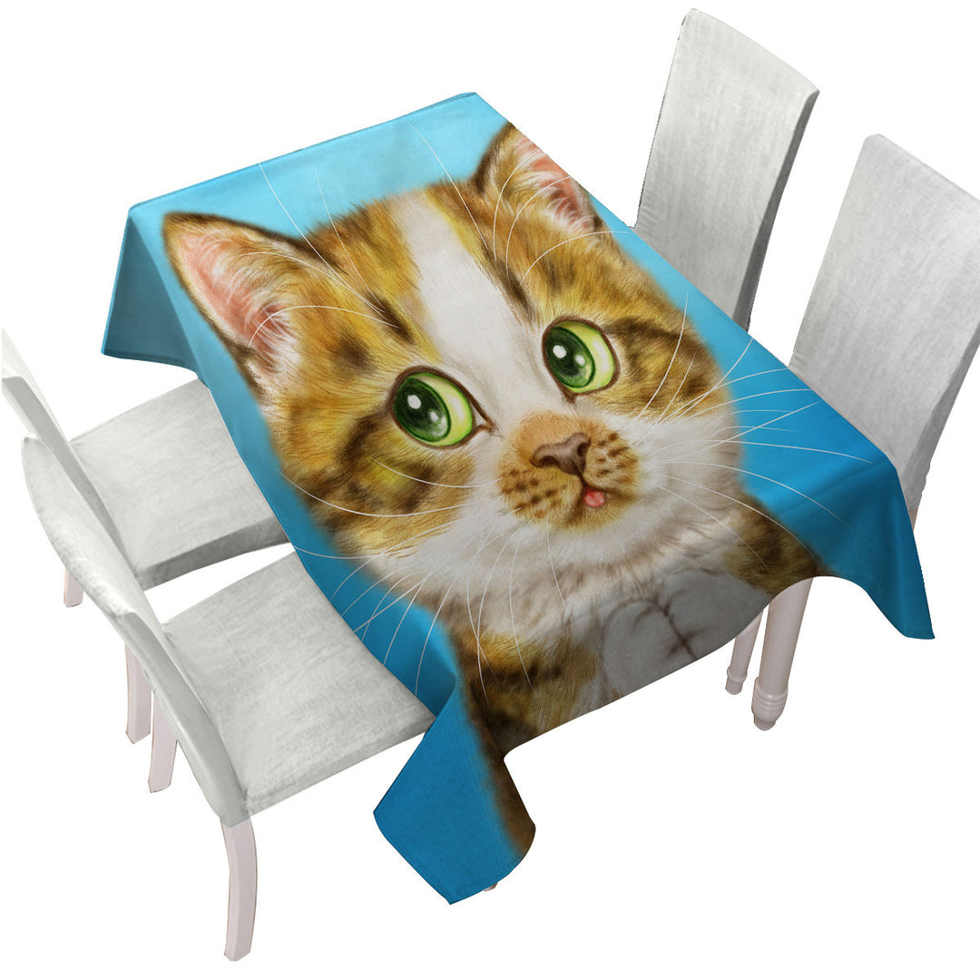 Custom table Covers with Beautiful Cat Drawings Striped Kitten
