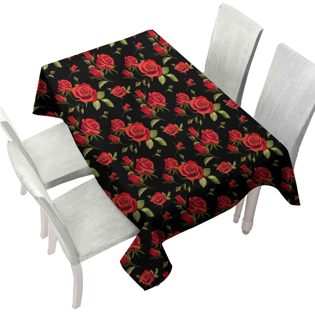 Custom table Covers with Black Background Classic Red Roses