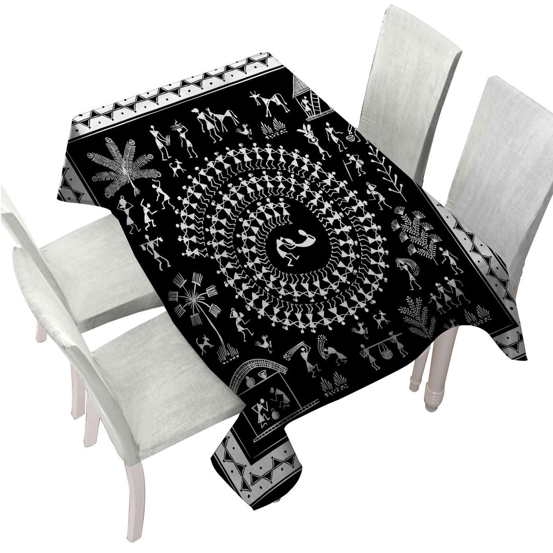Custom table Covers with Black and White African Tribe Story