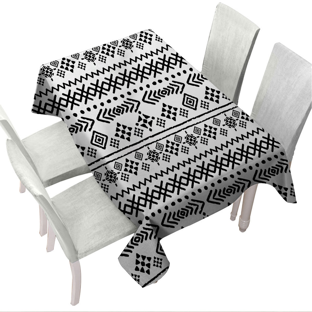 Custom table Covers with Black and White Aztec