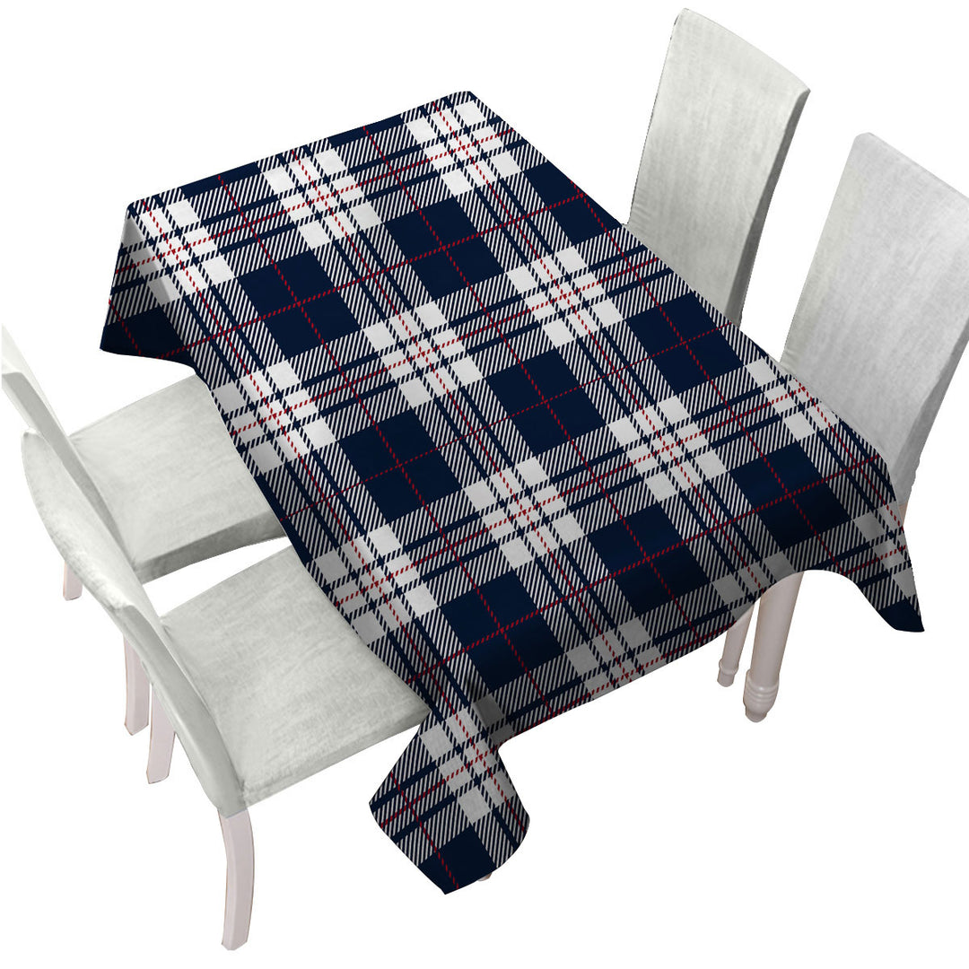 Custom table Covers with Blue White Red Gingham Stripes