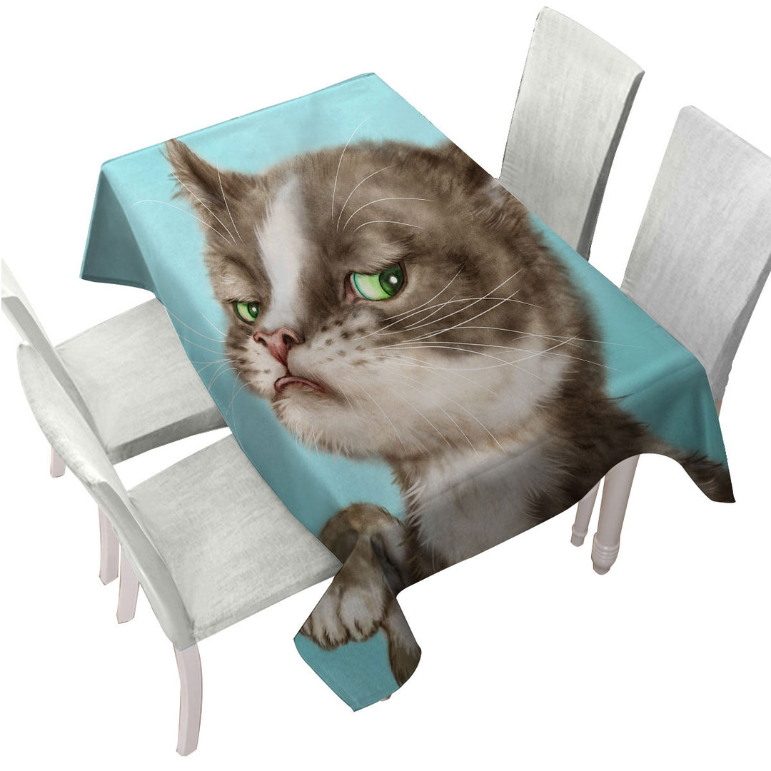 Custom table Covers with Cats Cute and Funny Faces Unsatisfied Kitten