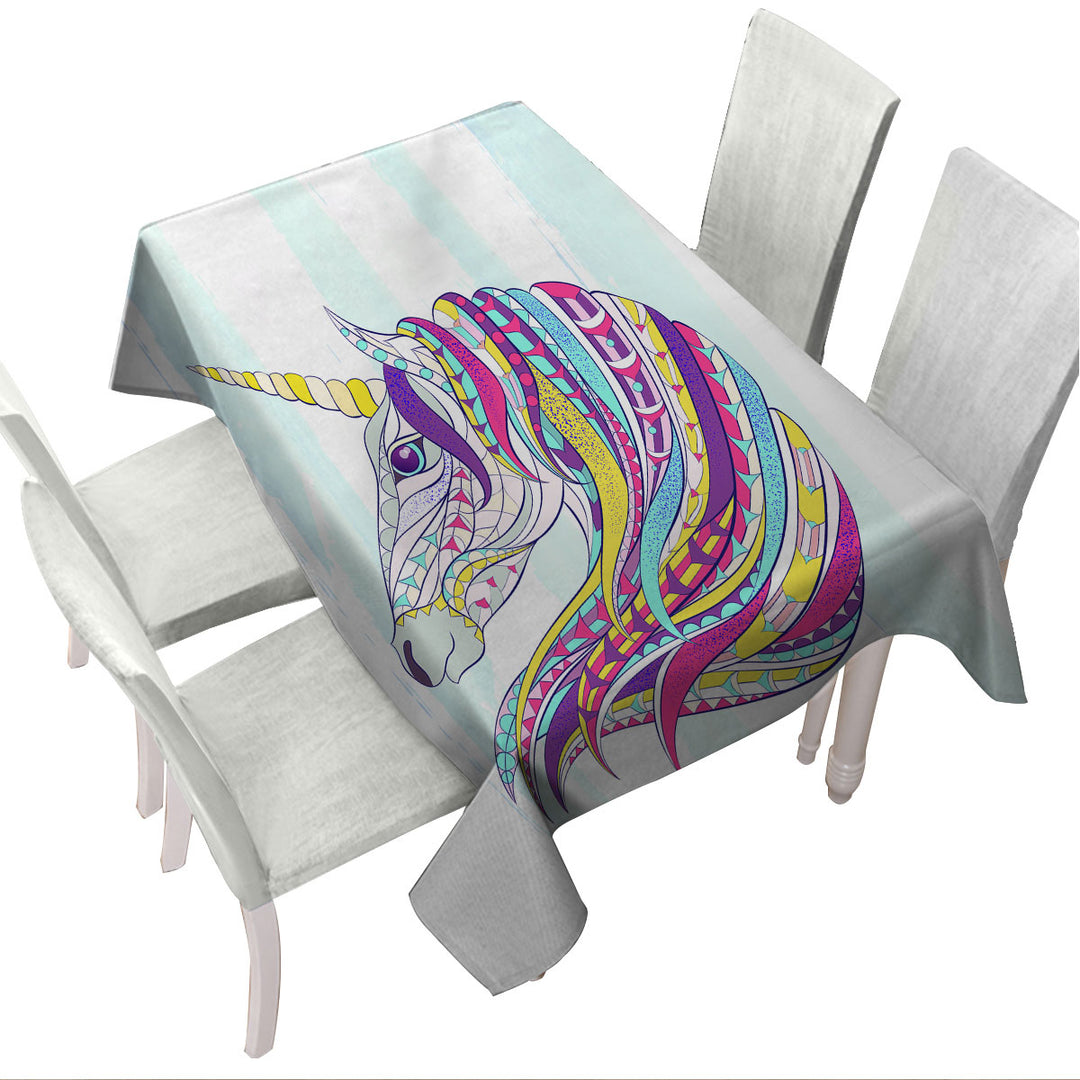Custom table Covers with Colorful Unicorn Drawing