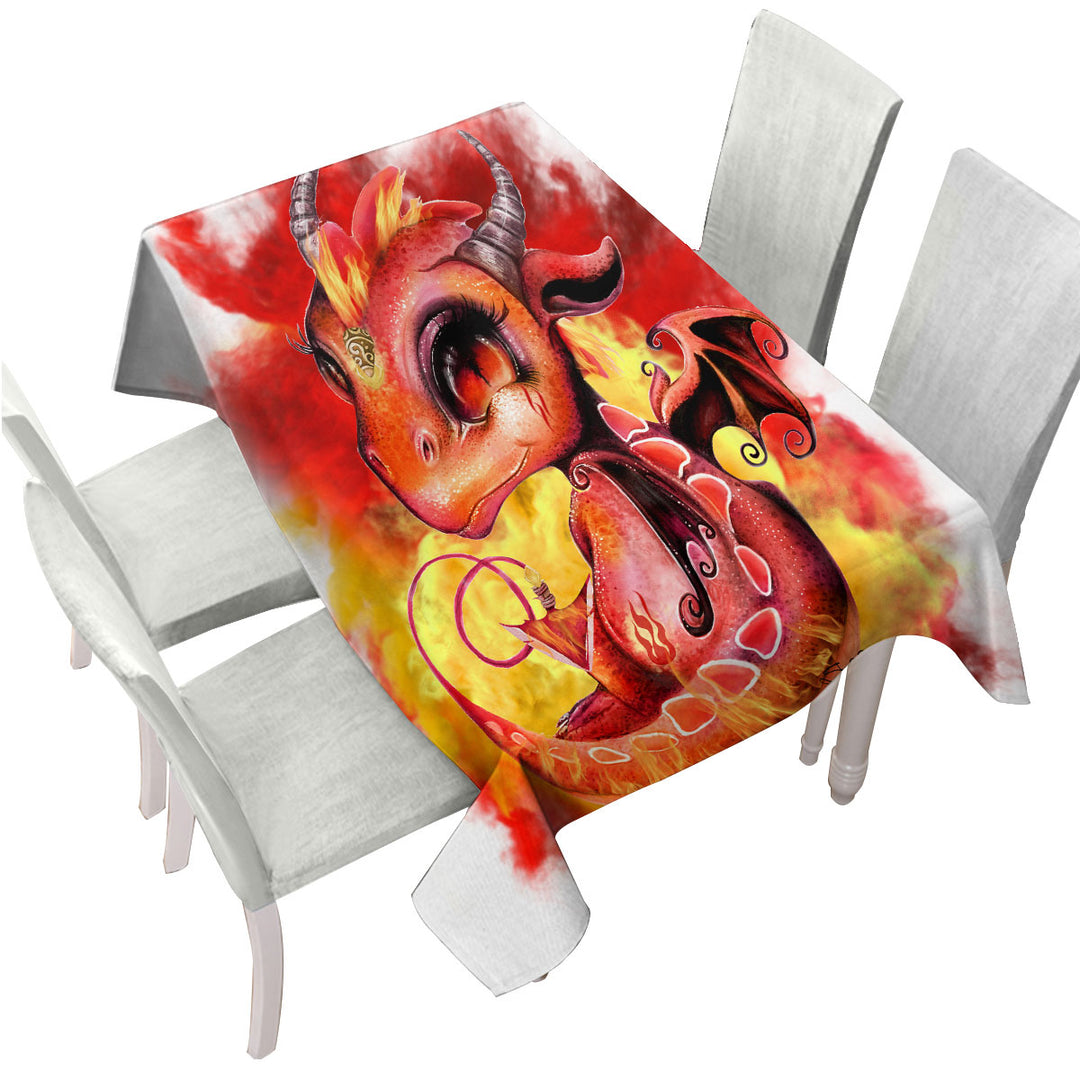 Custom table Covers with Cool Kids Fire Flames Lil Dragon