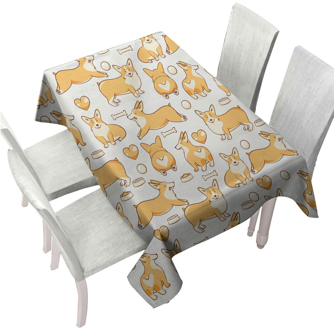 Custom table Covers with Cute Corgi Dog Heart and Bone Pattern