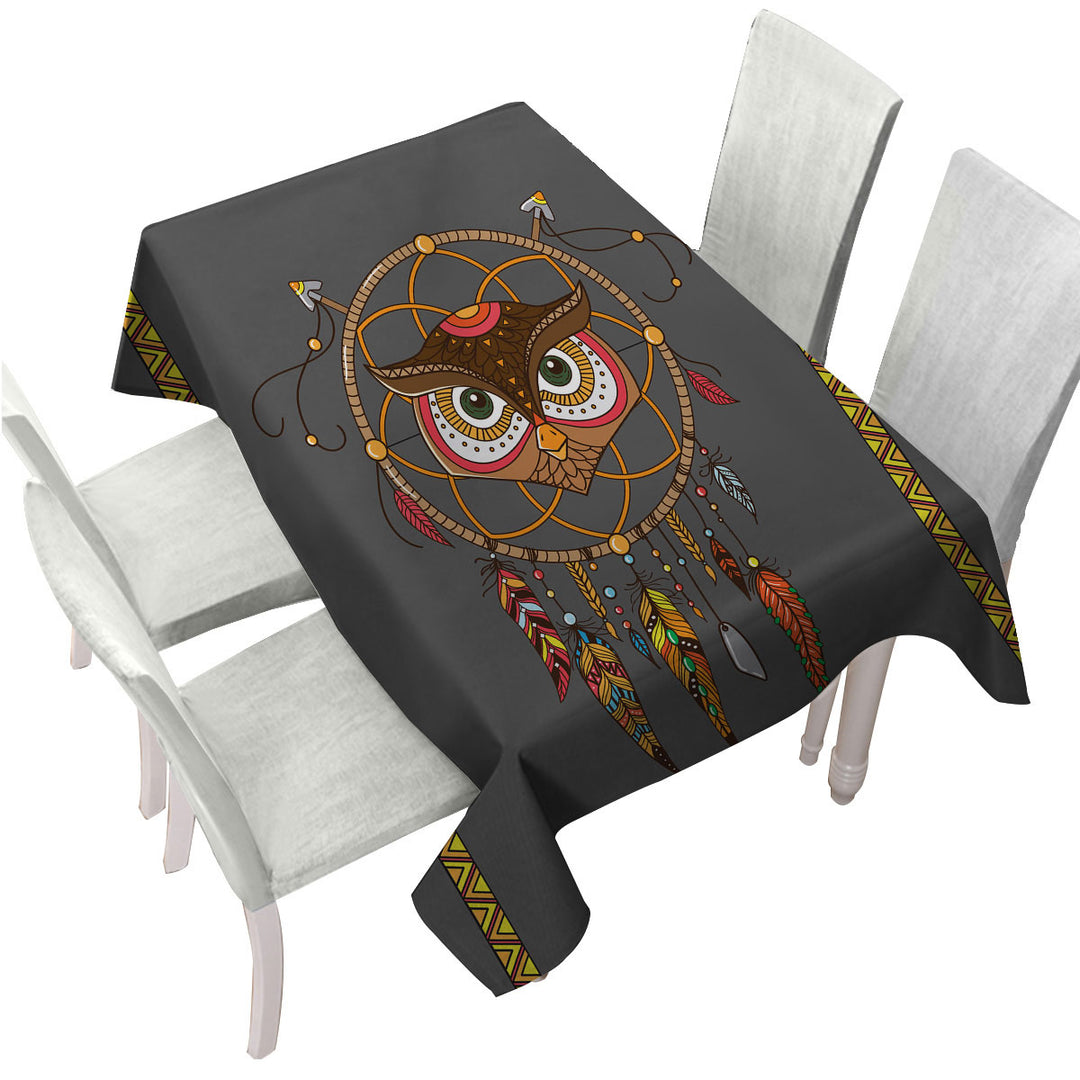 Custom table Covers with Cute Native Owl Dream Catcher for Kids