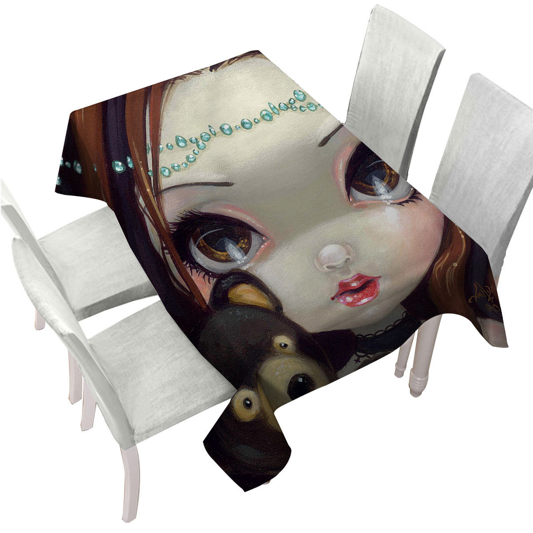 Custom table Covers with Faces of Faery _69 Princess Girl with Teddy Bear