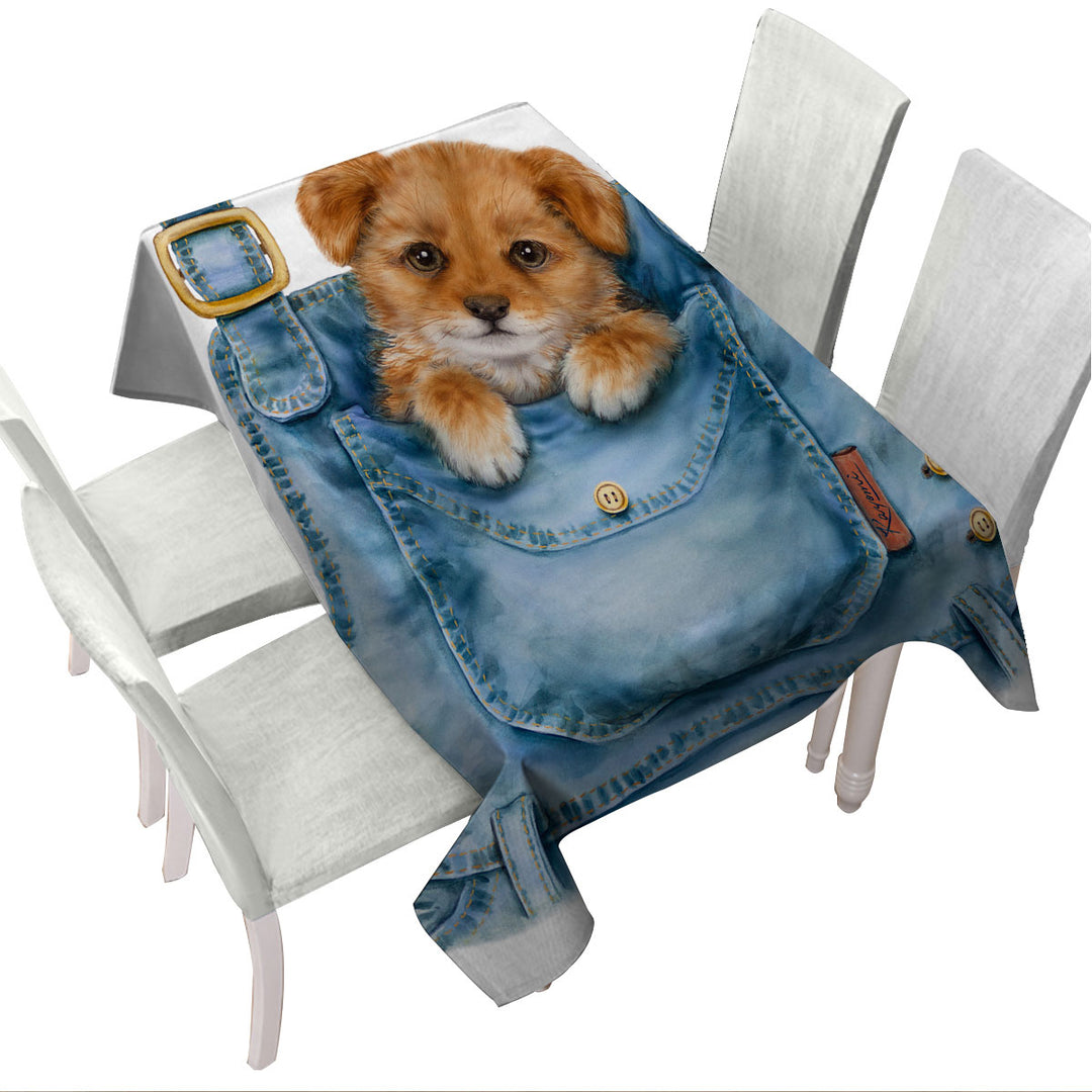 Custom table Covers with Kids Cute Animal Drawings Pocket Dog Puppy
