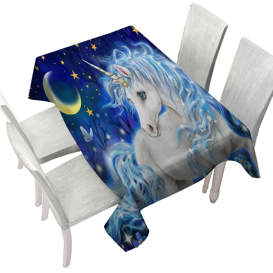 Custom table Covers with Magical Fantasy Designs Blue Night Unicorn