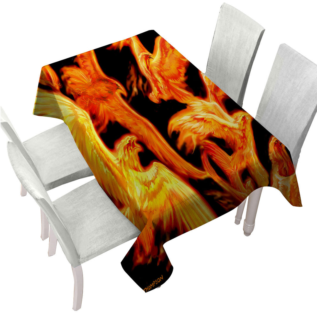 Custom table Covers with Mythology Birds Phoenix Dawn