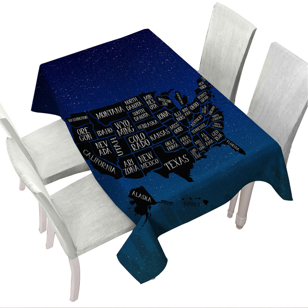 Custom table Covers with Night USA Map