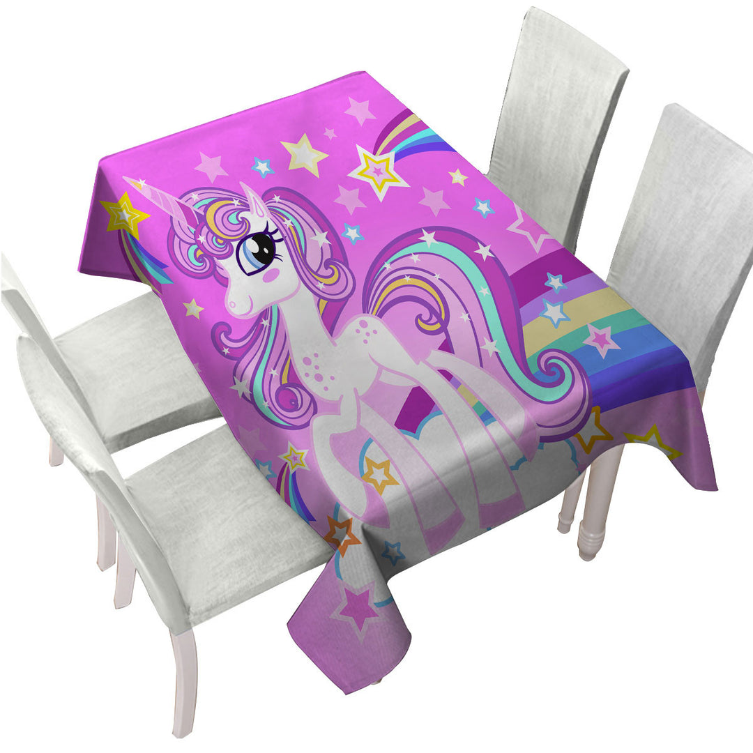 Custom table Covers with Pinkish Rainbow Unicorn