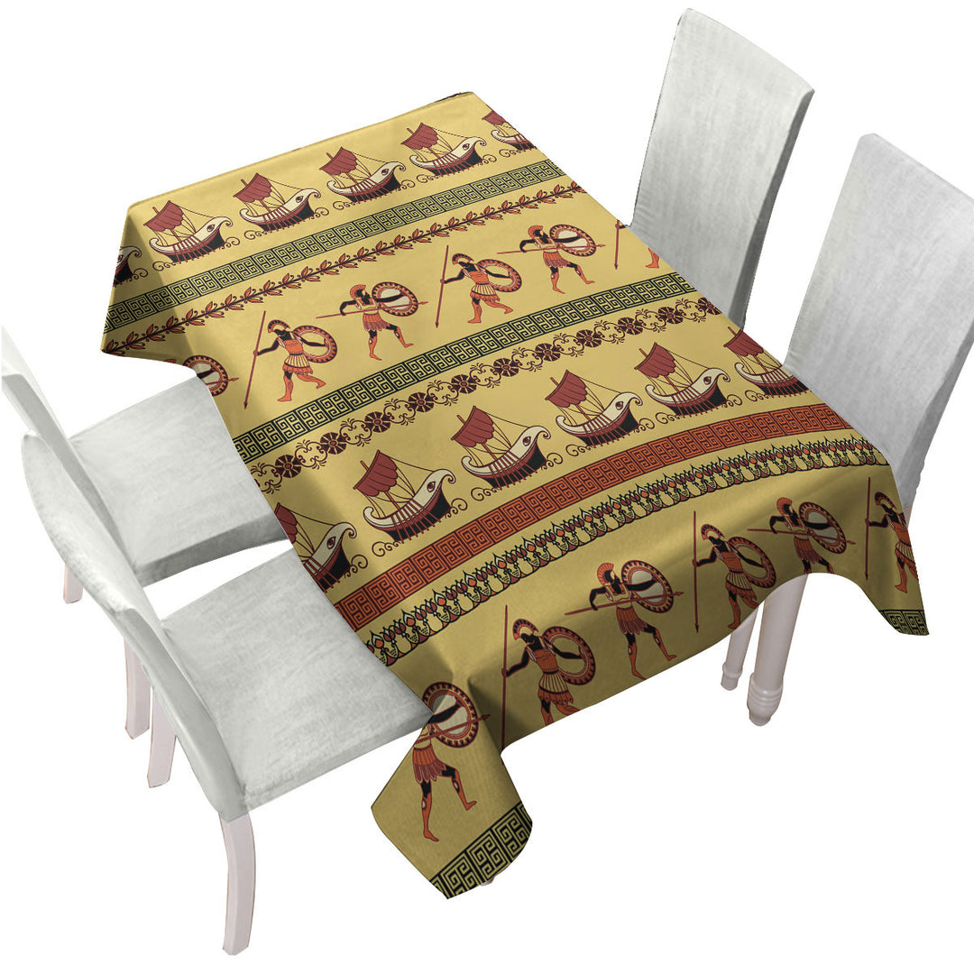 Custom table Covers with Roman Warriors and Boats Mens Pattern