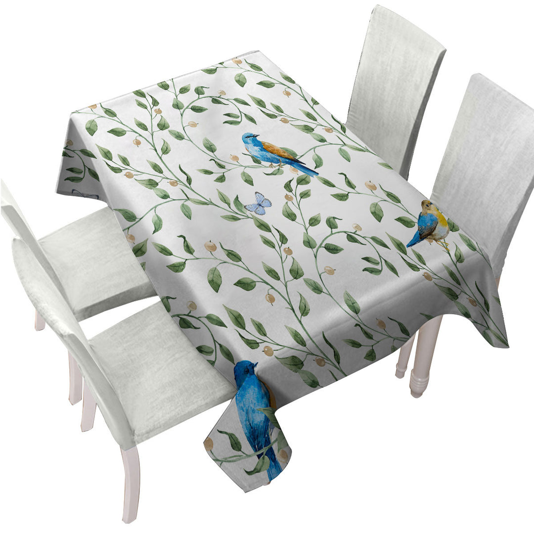 Custom table cloth with Beautiful Birds and Butterflies