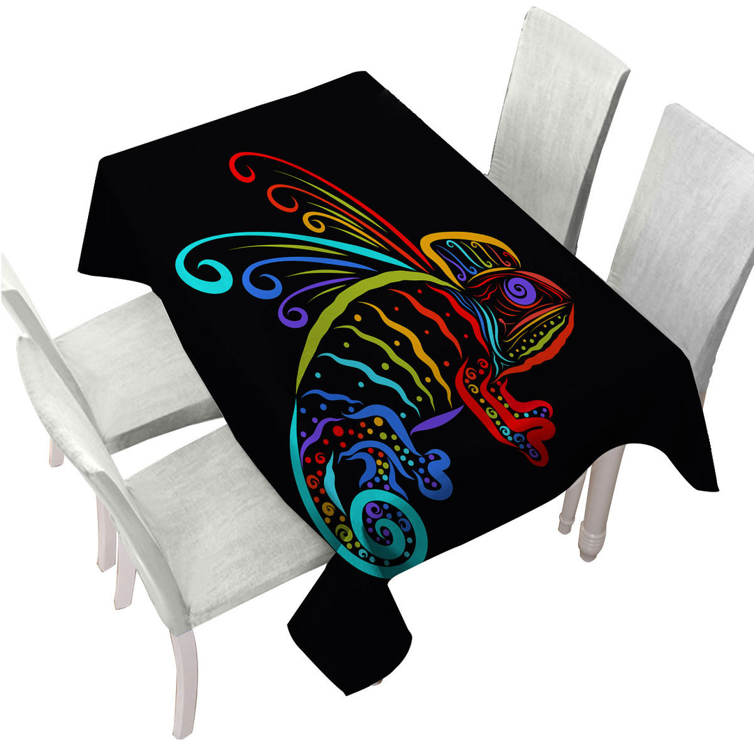 Custom table cloth with Colorful Chameleon