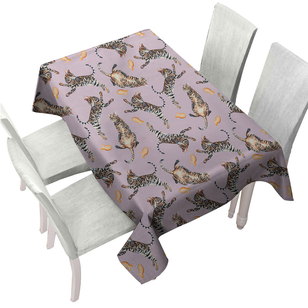Custom table cloth with Cool Pattern Tiger Cat
