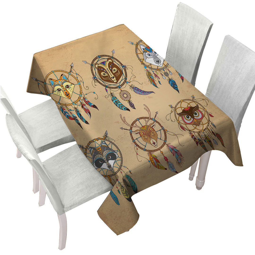Custom table cloth with Cute Animal Dream Catchers for Kids