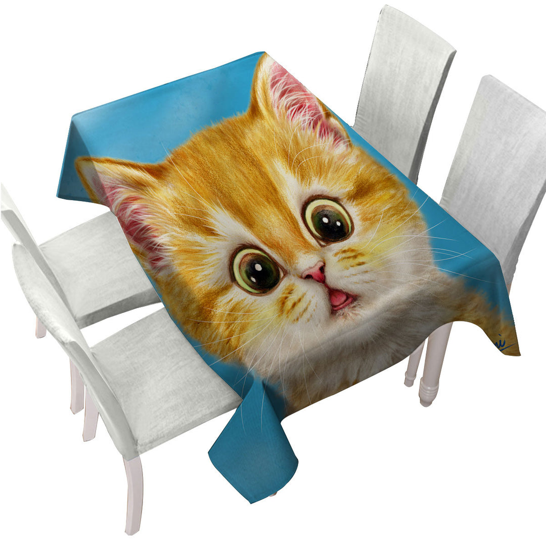 Custom table cloth with Cute Ginger Cats Designs Surprised Kitten