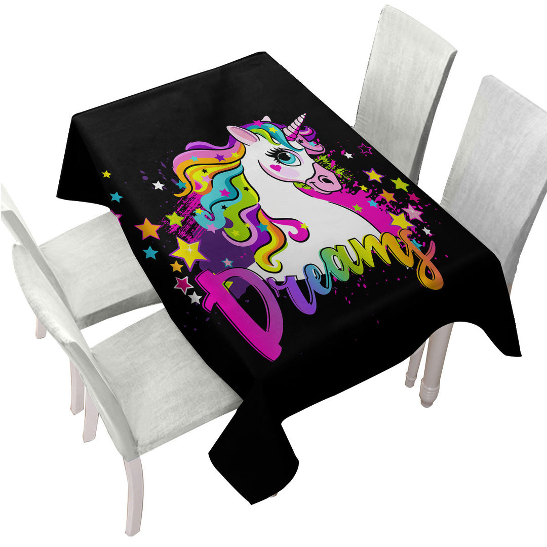 Custom table cloth with Girly Dreamy Unicorn