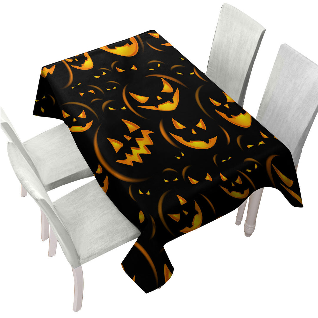 Custom table cloth with Halloween Scary Pumpkins