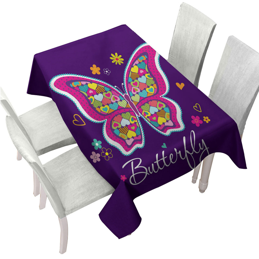 Custom table cloth with Heart Pattern Butterfly