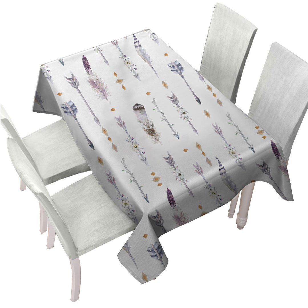 Custom table cloth with Native American Feathers and Arrows