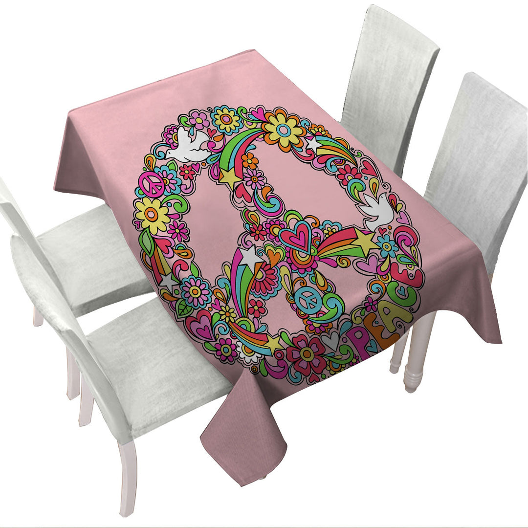 Custom table cloth with Rainbow Colors Peace