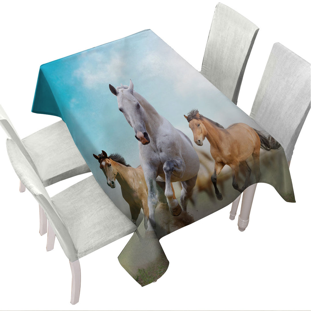 Custom table cloth with Running Wild Horses
