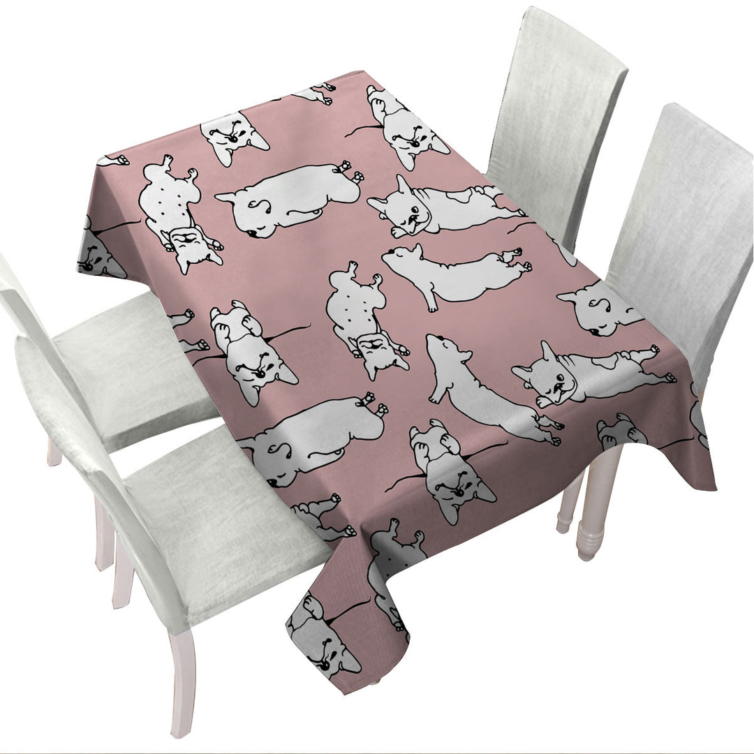 Custom table cloth with Sleeping Bulldog Puppies