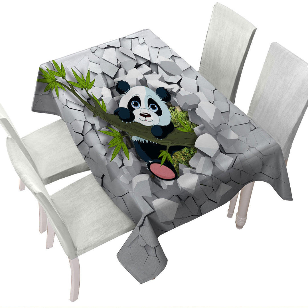 Custom table cloth with Sweet Panda Puppy