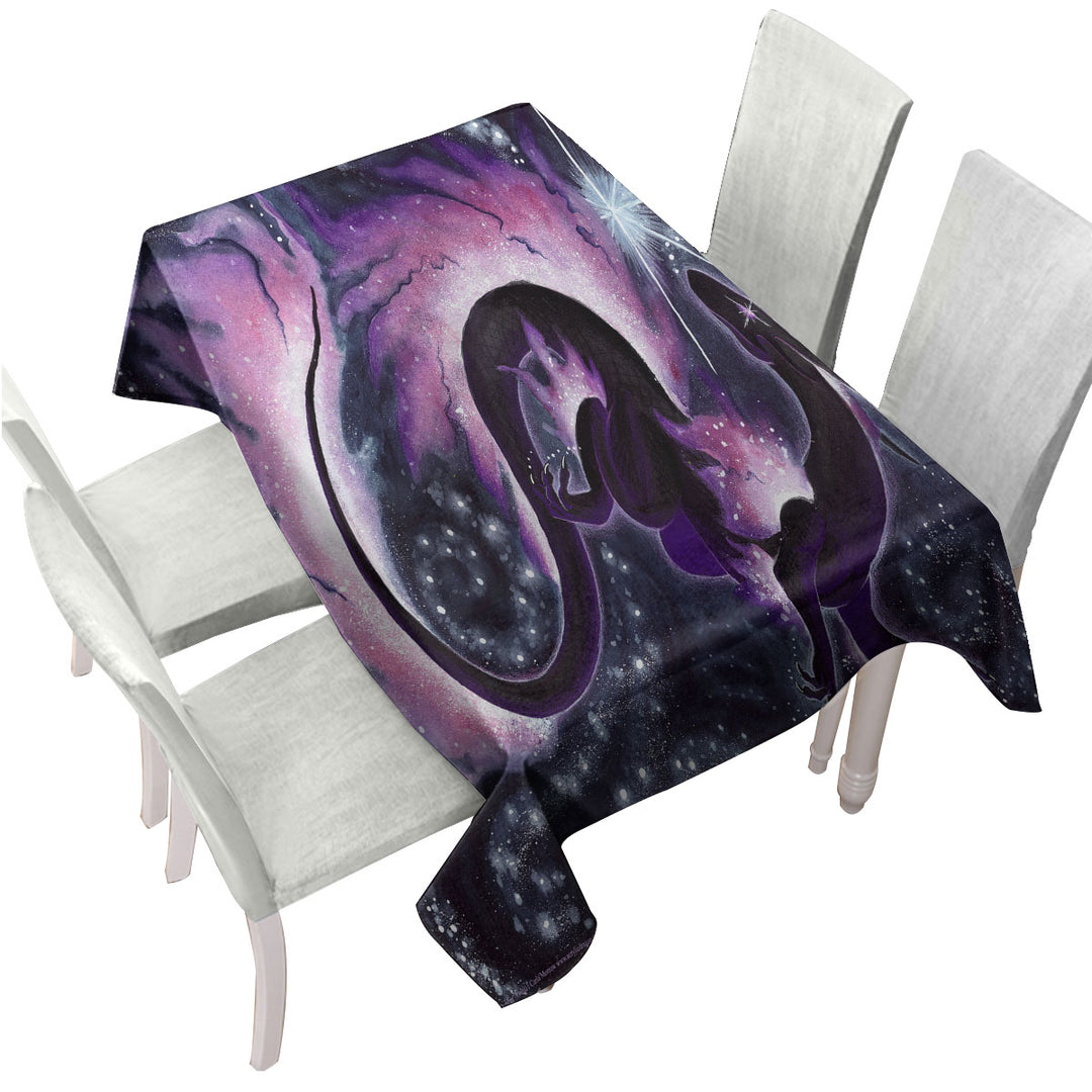 Custom table cloth with The Star Dancer Fantasy Art Purple Galaxy and Dragon