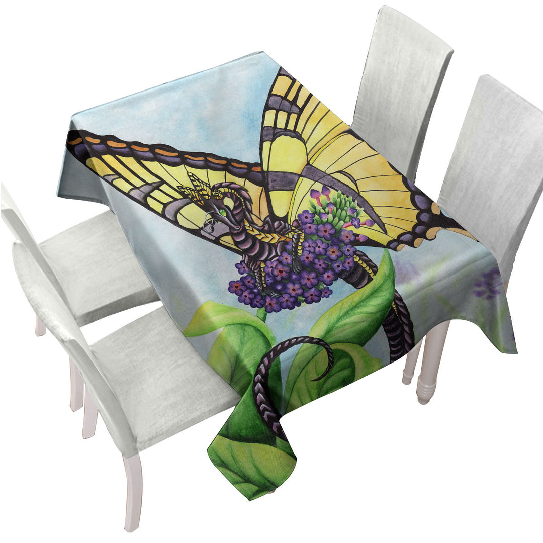 Custom tablecloths with Black and Yellow the Bouquet Dragon