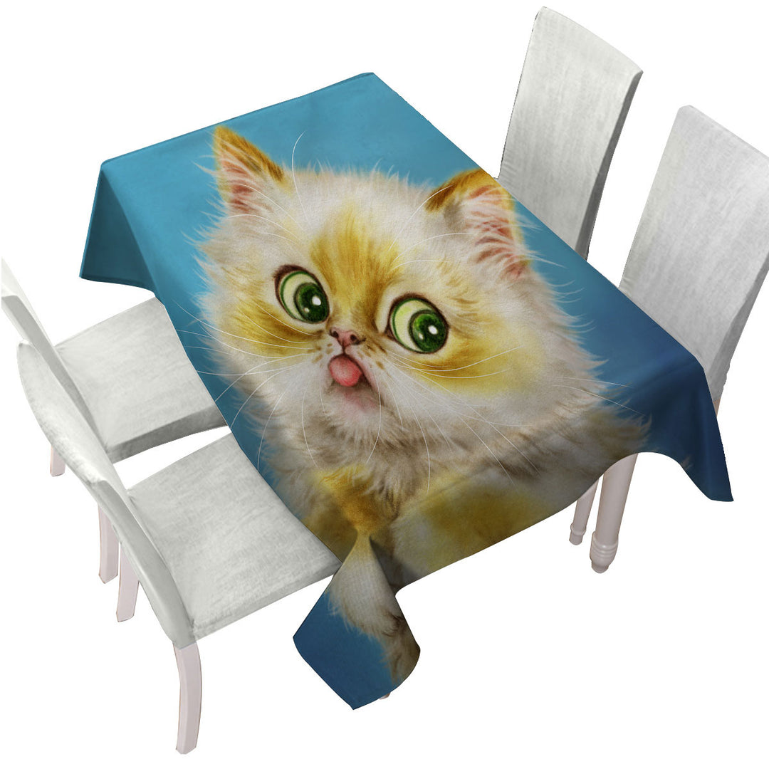 Custom tablecloths with Cats Cute and Funny Art Painting Furry Kitty Cat