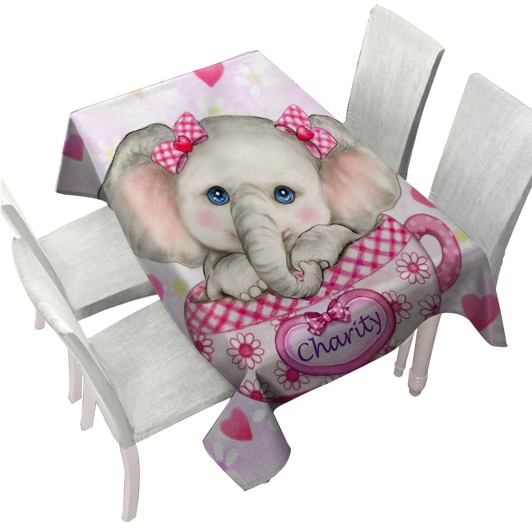 Custom tablecloths with Charity Kids Inspiring Design Cute Girly Elephant