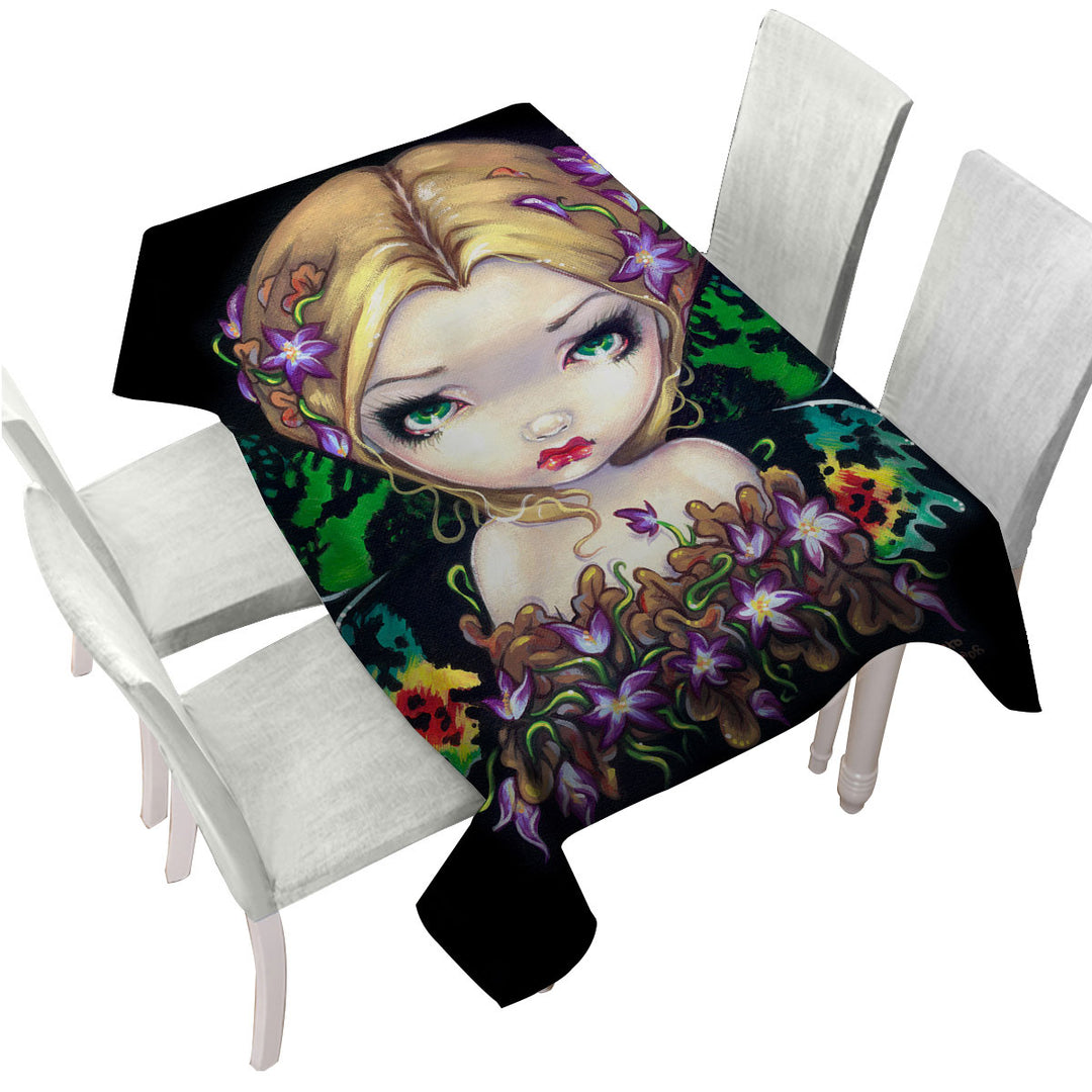 Custom tablecloths with Colorful Painting Autumn Crocus Flower Fairy