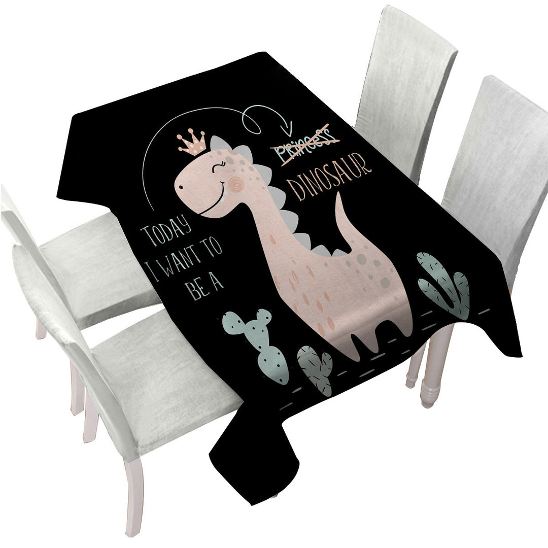 Custom tablecloths with Cute Princess Dinosaur