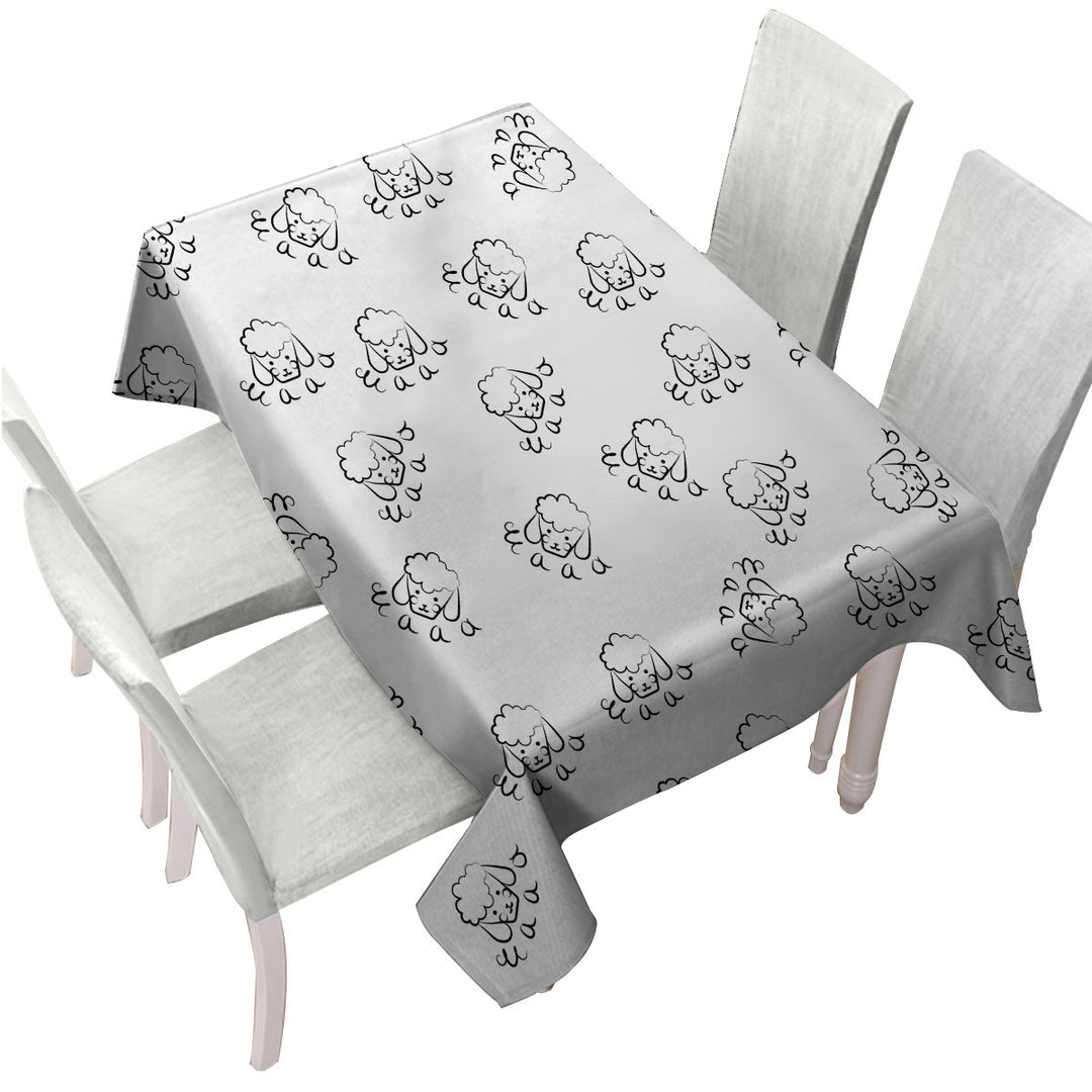 Custom tablecloths with Cute Sheep Face Drawing Pattern