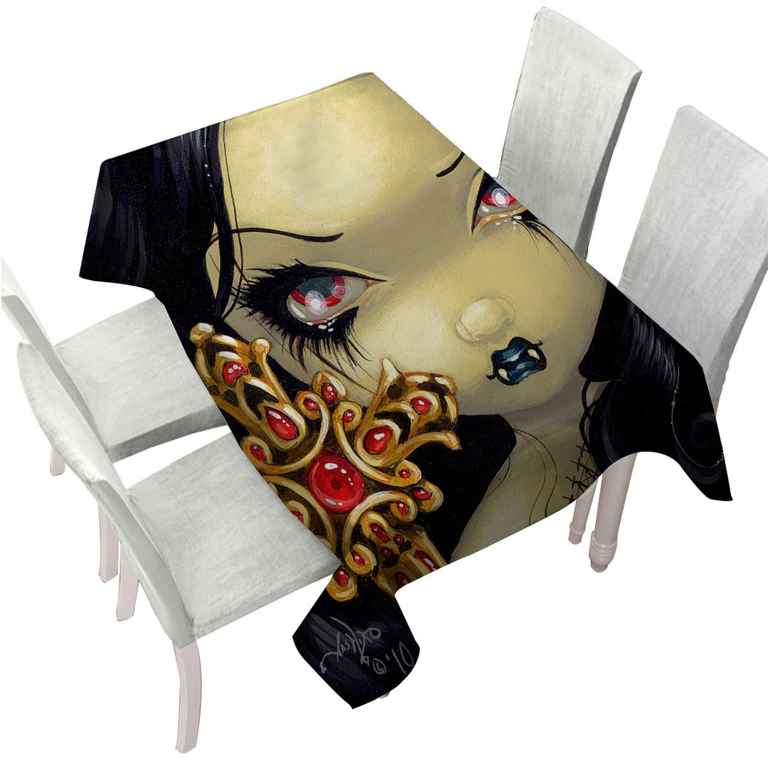 Custom tablecloths with Faces of Faery _91 Beautiful Goth Girl with Cross
