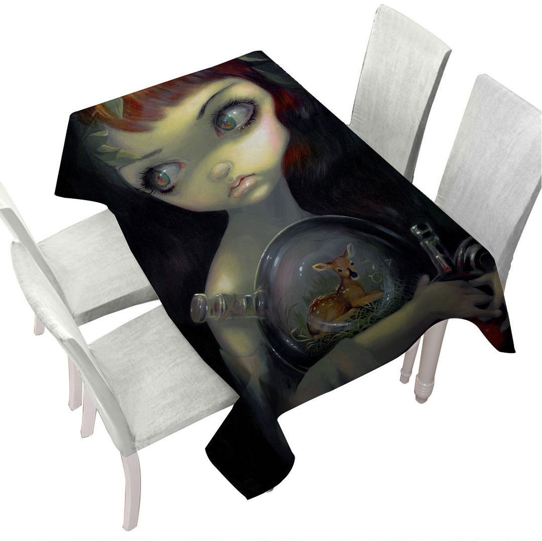 Custom tablecloths with Fine Art Alchemical Girl Microcosm Fawn