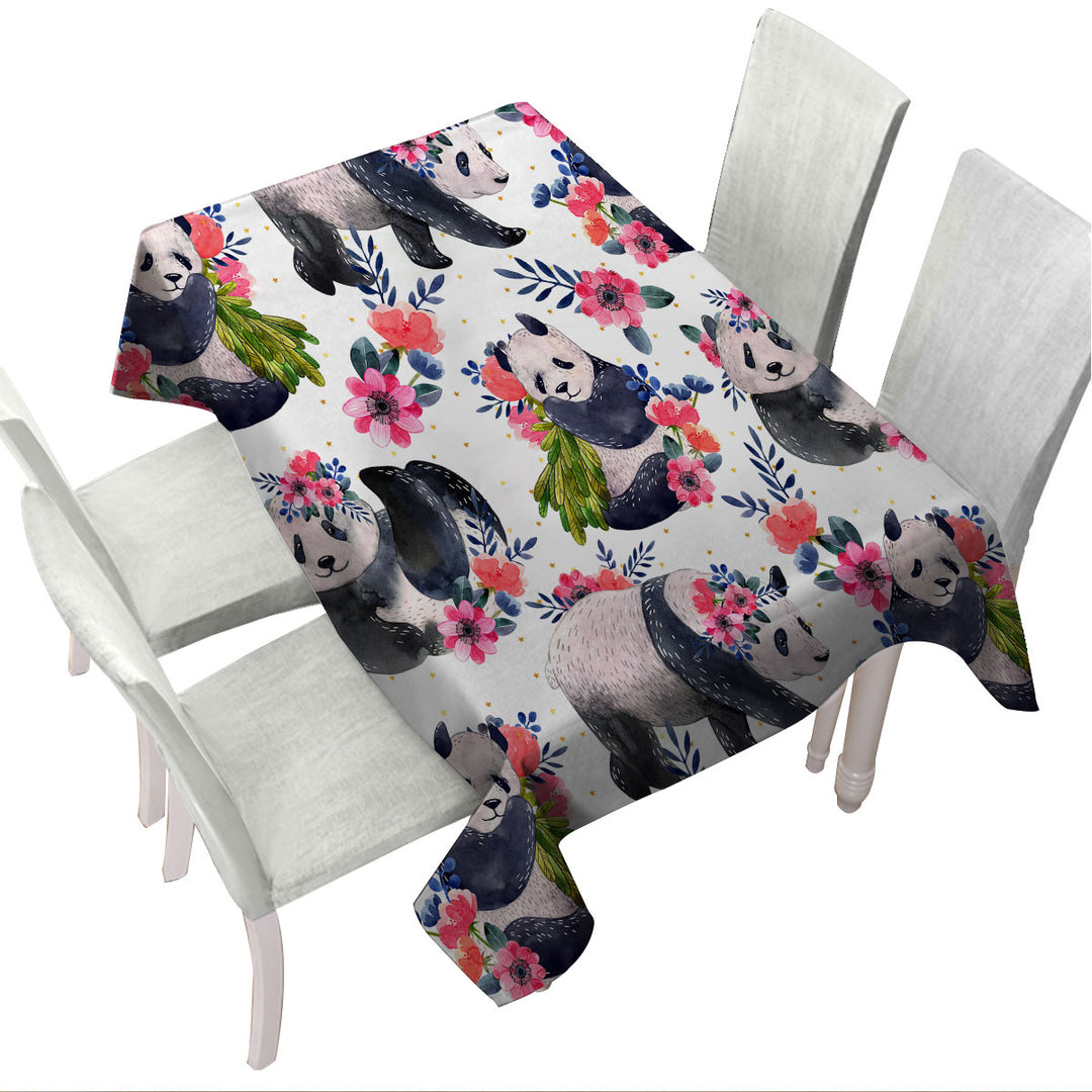Custom tablecloths with Floral Pandas