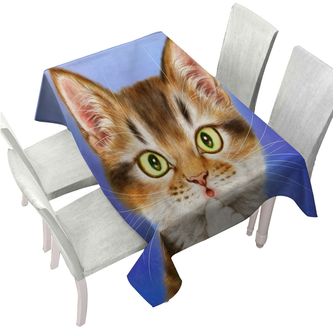 Custom tablecloths with Funny Cat Faces Drawings Surprised Kitten