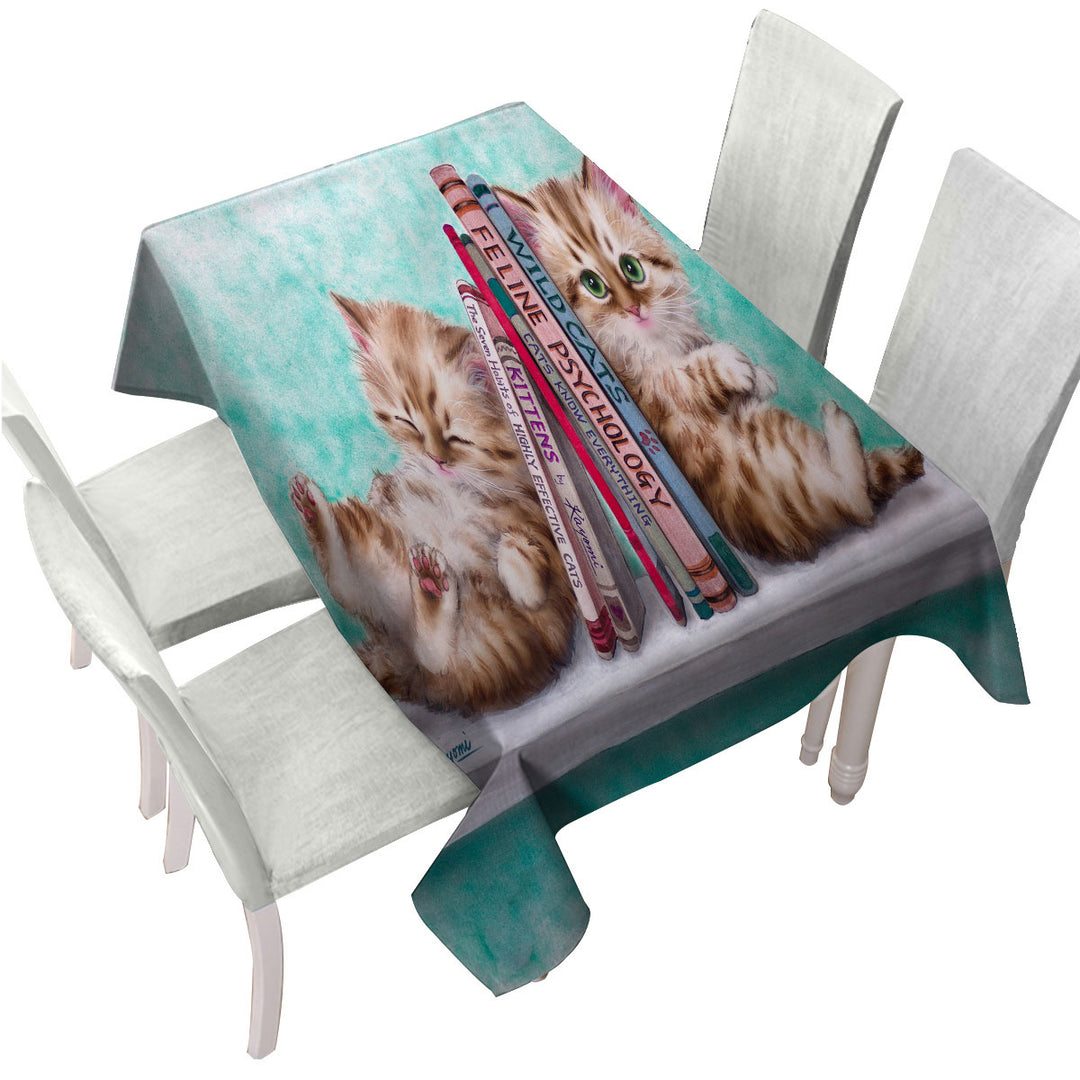 Custom tablecloths with Funny Cute Cats Designs Books and Kittens
