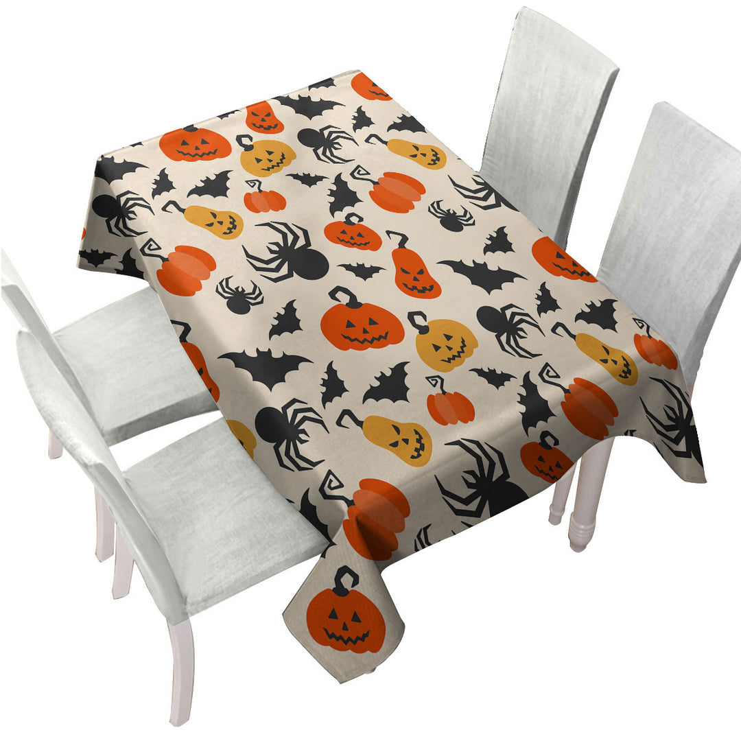 Custom tablecloths with Halloween Scary Pumpkins Bats and Spiders