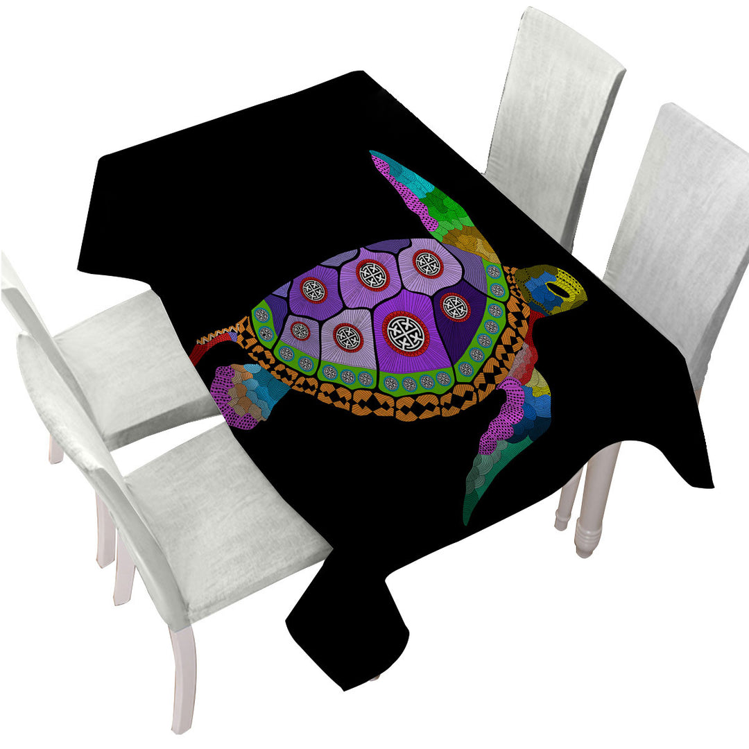 Custom tablecloths with Native Purple Turtle
